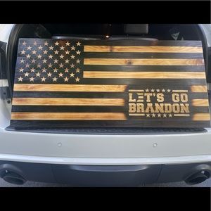 19.5x42”  custom American burnt flag. All hand made and hand cut,
